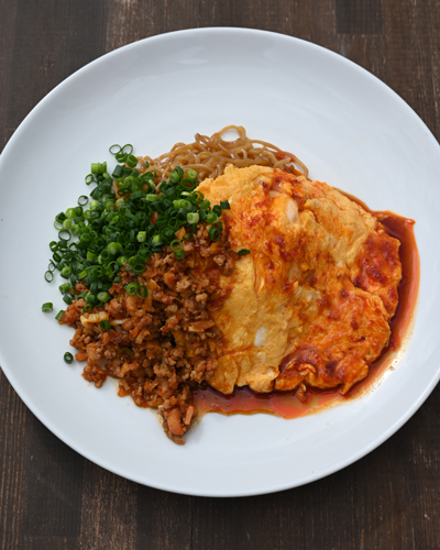 マルタン食堂,まぜ炒麵,マゼヤキソバ,ザーサイ、干しエビ、挽肉,ふわふわ卵,ピリ辛,オリジナル,混ぜ焼きそば